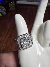 925 silver Sterling Baguette Round Square Cubic Zirconia Ring