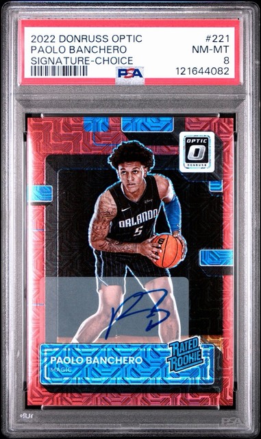 2022-23 Panini Donruss Rated Rookie Paolo Banchero Choice Signatures (RC) PSA 8