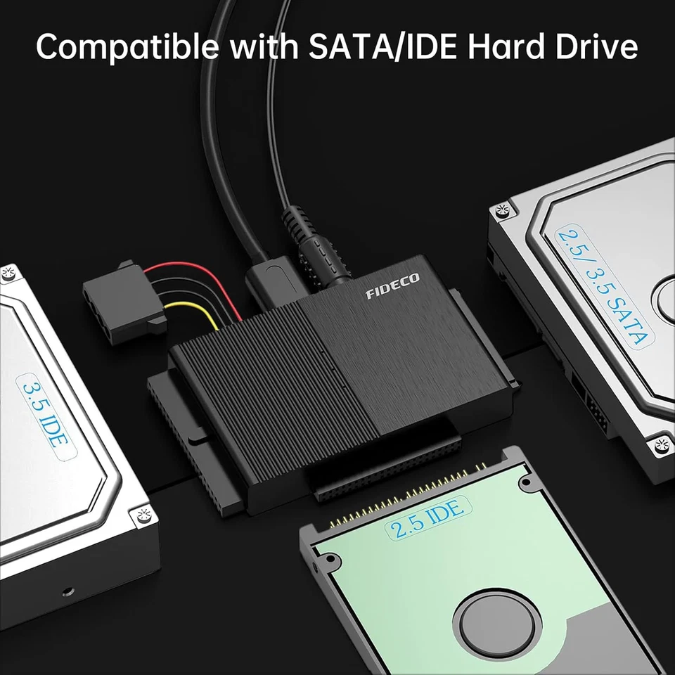 FIDECO IDE and SATA Adapter, USB 3.0 Hard Drive Adapter, External SATA and IDE C - Image 2 of 4