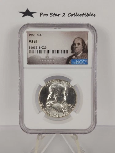1958 Ben Franklin Half Dollar 50C NGC PF 64 90% Silver