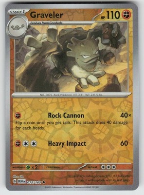 Graveler 075/165 Uncommon 151 Pokemon Reverse Holo Near Mint