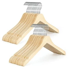  Wooden Hangers 30 Pack, 0.28-inch Slim & Durable 30 PCS Natural Rubberwood
