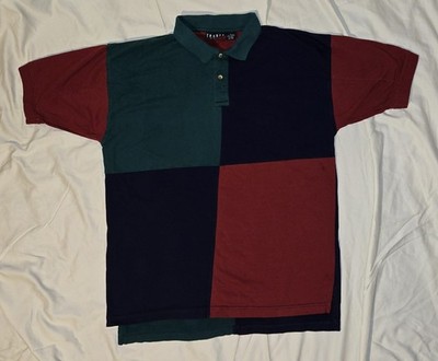 Men's Short Sleeve Rugby Polo Dress Shirt. TRADER BAY Large Y2k Checkerd Pattern