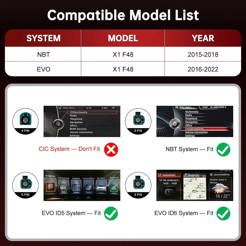 12.3" Ultra-thin Wireless CarPlay Touch screen Multimedia For BMW X1 F48 NBT/EVO - Image 2 of 4