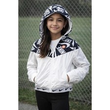 Nike Sportswear Windrunner J White Children's Jacket Girls L Large Wind Sporty