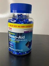 CVS  NIGHT TIME SLEEP AID 25mg DEPHENHYDRAMINE 365 MINI CAPS Total- EXP 09/26