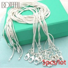 5/10pcs Wholesale 925 Sterling Solid Silver 1mm Snake Chain Necklace For Women