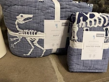 Pottery barn kids Dino bones quilt and Pillow sham Twin New