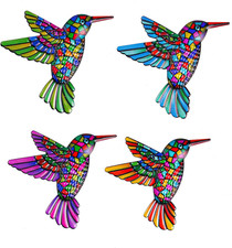 Metal Hummingbird Wall Decor, 4 Pack Metal Hummingbird Wall Art Decor, Wrought I