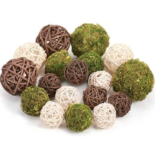 18 Pcs Decorative Balls for Centerpiece Bowls Green Moss Balls Wicker Rattan ...
