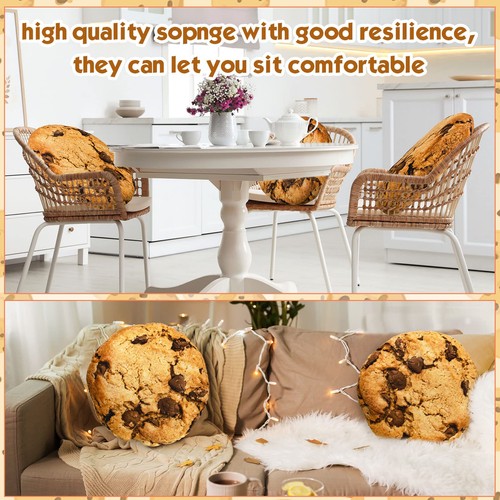 6 Pcs Chocolate Chip Cookie Pillows 13.4 Inch 3D Digital Print Decorative Rea... - Picture 4 of 7
