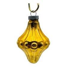 Vintage Shiny Brite Gold Blown Glass Christmas Oranaments Midcentury 3"