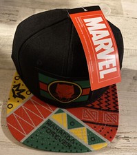 Marvel Black Panther Wakanda Forever Snapback Adjustable Hat Flat Bill Brim NWT