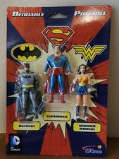 Wonder Woman, Batman, And Superman Set, Bendable Poseable Figures