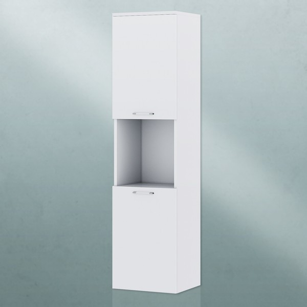 Badezimmerschrank Badschrank Weiß Hochglanz Hochschrank Schrank Badezimmer 130Cm-image