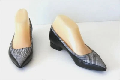 L.K.BENNETH Escarpins Pointus toile Imprimée Pieds de Poule Cuir T 36 TBE - Photo 1/4