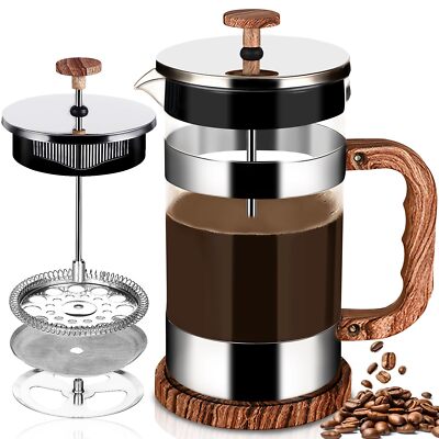 French Press 1000ml   Kaffeebereiter aus Edelstahl & Glas, für Kaffee & Tee