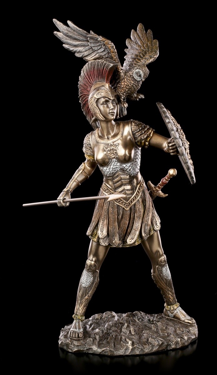 Athena Figure - Greek Goddess - Veronese Fantasy Deity Owl Decorative Statue