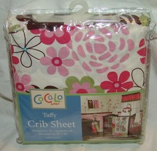 CoCaLo Taffy Crib Sheet Cotton New Pink Girls Retro Floral Flowers Baby