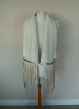 My Sisters Closet The Label Cream Faux Suede Tassel Waistcoat Jacket Size S 8-10