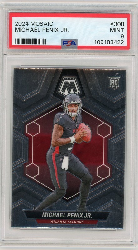 Michael Penix Jr 2024 Panini Mosaic #308. PSA Graded Mint 9