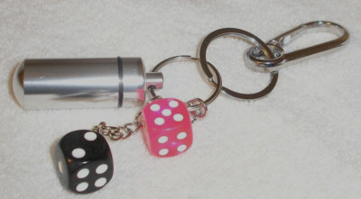 Black & Red Dice Stash Holder Keychain Backpack  Gift