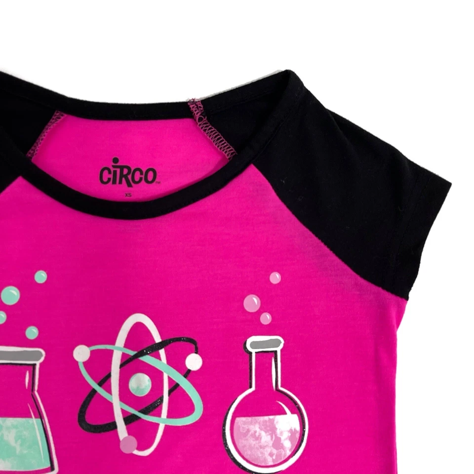 Circo Little Girl’s Size XS Pink Science Genius Graphic Short Sleeve Pajama Top - Image 3 of 4