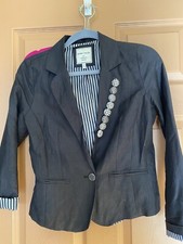 Woman black linen blazer, Small
