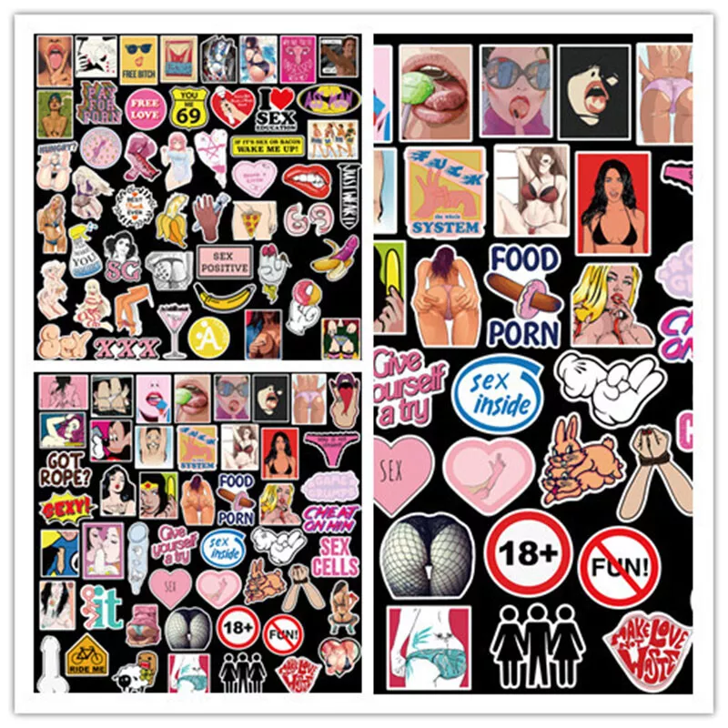 96 Pcs Adult Stickers Bomb Vinyl Laptop Skateboard Luggage Sexy Girl Decals  Pack