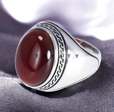 Garnet Oval Cut Gemstone With 925 Sterling Silver Ring For Men's 537