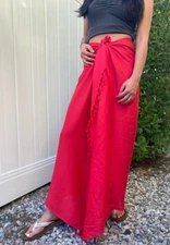 Hawaii Sarong Solid Red Cover-Up Luau Cruise Beach Pool Pareo Wrap Cruise Dress