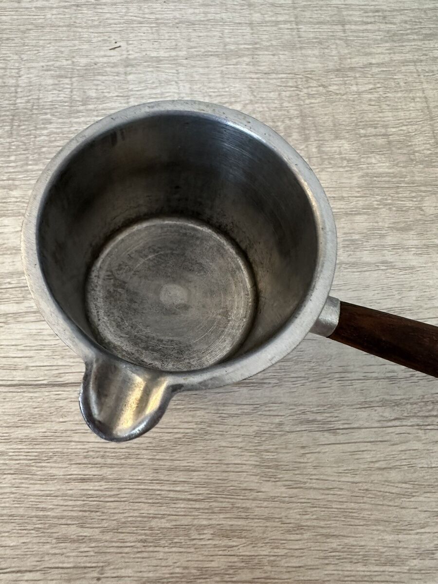 Vintage Knobler Metal Pour Expresso Cup Wood Handle Japan Vintage Knobler Metal Pour Expresso Cup Wood Handle Japan