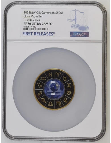2023 MW Gilt Cameroon Libra Magnifier NGC First Releases PF70 Ultra Cameo