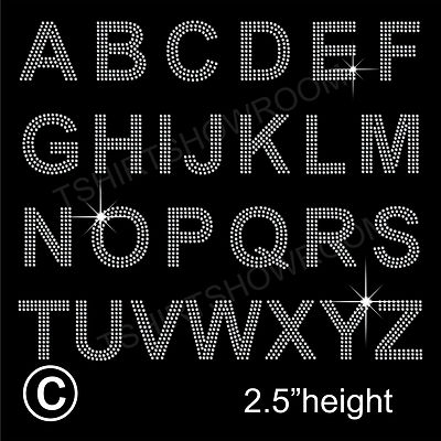 26 Groß Arial Brief Set Strass/Diamant Transfer Hotfix Aufbügeln Motiv