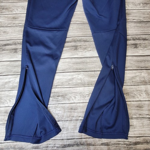 Adidas Size S 8-10 Girls Pants Slim Tapered Active Heel Zip Slash Pockets Blue - Picture 5 of 12