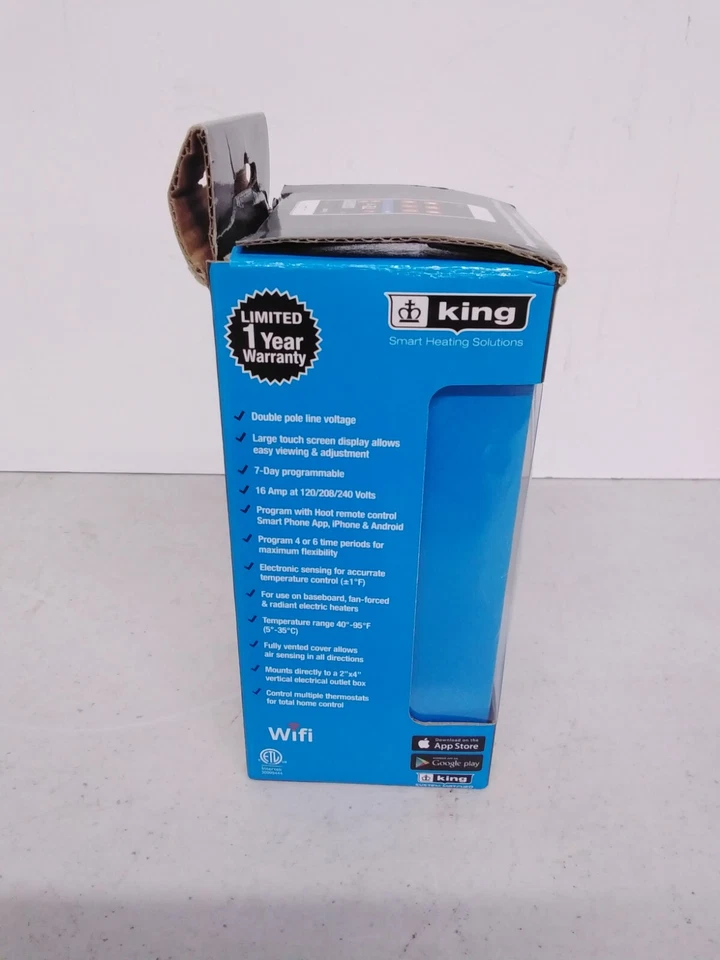 KING ELECTRIC Thermostat, Hoot Wifi Dp 240V 16A White K902-W - Image 2 of 4