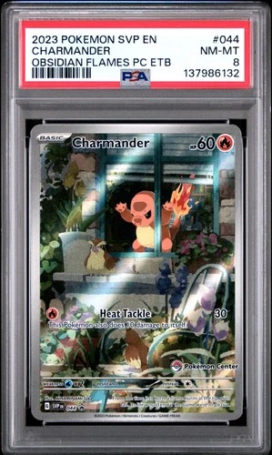 2023 POKEMON OBSIDIAN FLAMES POKEMON CENTER ETB PROMO SVP #044 CHARMANDER  PSA 8