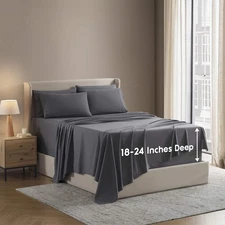 Nestl Extra Deep Full Sheet Set - 6 Piece Breathable & Cooling Sheets - Hotel...