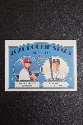 2021 Topps Heritage - Rookie Stars Dylan Carlson, Evan White #295 (RC)