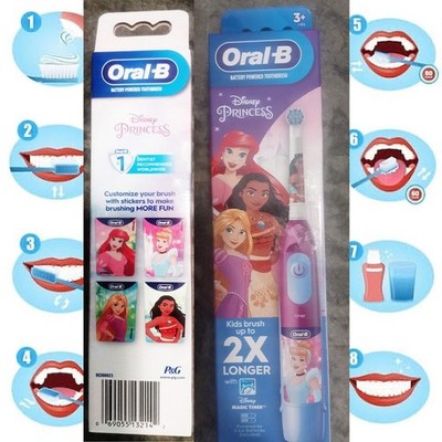 Oral B Kids Battery Powered Toothbrush Disney Princess Extra Soft Bristles 3+