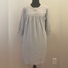 Tea N Rose S Grey Knee Length Dress with Accent Stitching Pockets & Tie Sleeves