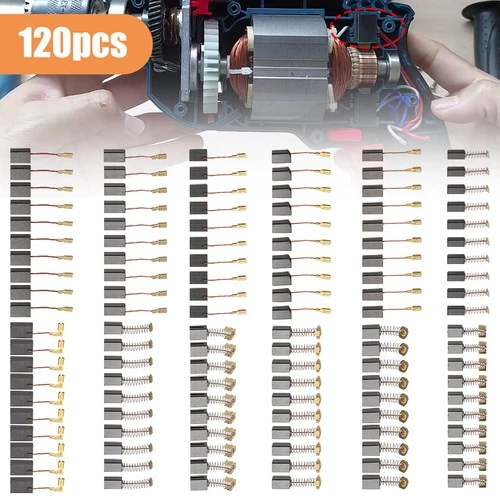 120pcs Power Tool Carbon Brushes Motor Repair Set for Drills Saws Grinder Vacuum