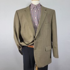 Joseph Feiss Men's Sport Coat Blazer Two Button Flannel Wool Soft Brown Blue 48R