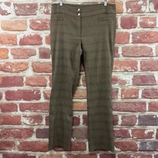 Soho Apparel Pants Womens 16 Brown Multicolor Plaid Stretch Zip Up Trousers