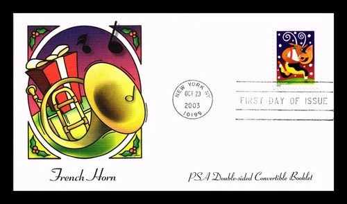 US COVER FLEETWOOD FIRST DAY OF ISSUE FRENCH HORN CHRISTMAS MUSIC