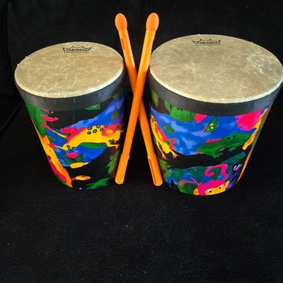 REMO Kids Percussion Rain Forest Bongo Set with Sticks, as seen on Baby Einstein