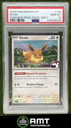Eevee PSA 10 2025 Pokemon Play Prize Pack Series 7 Surging Sparks #143/191 6349