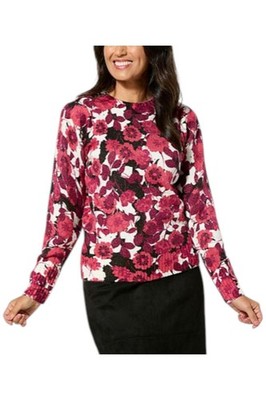 Jaclyn Smith Women's Puff Slv Sweater Holly Berry Combo