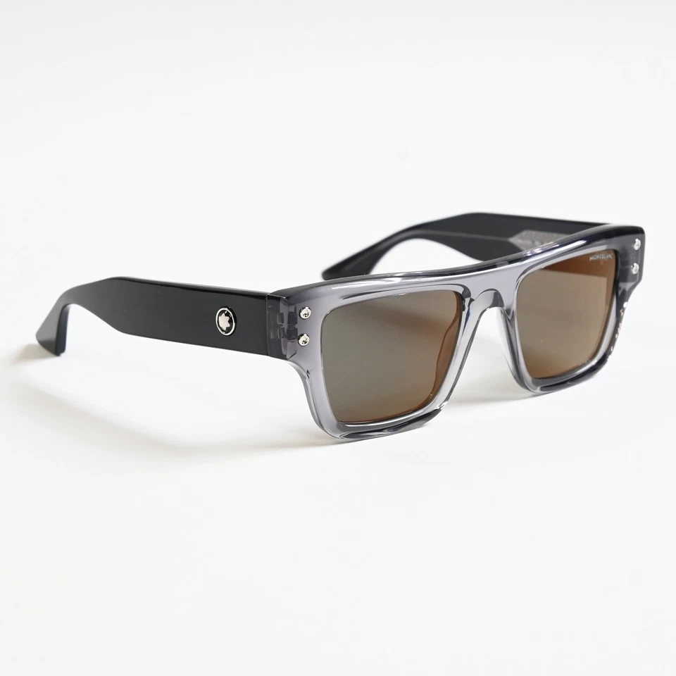 Montblanc MB0253S 003 Hombres Auténticas Gafas de Sol Gris/Marrón, 52 mm - Nuevas - Imagen 3 de 4
