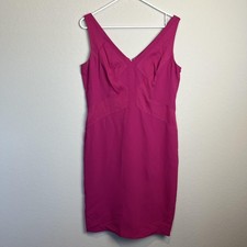 David Meister Dress Womens 8 Pink V Neck Sleeveless Sheath Made USA Knee Length
